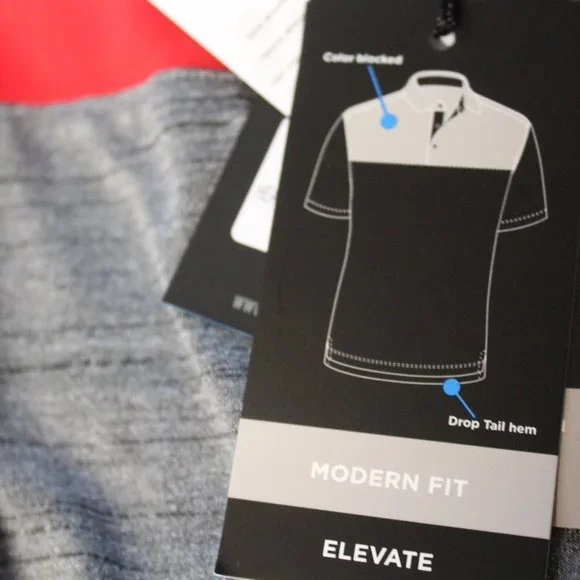 Leverwear heather grey flame red color block polo shirt Large NWT 3/$25 - Picture 12 of 13